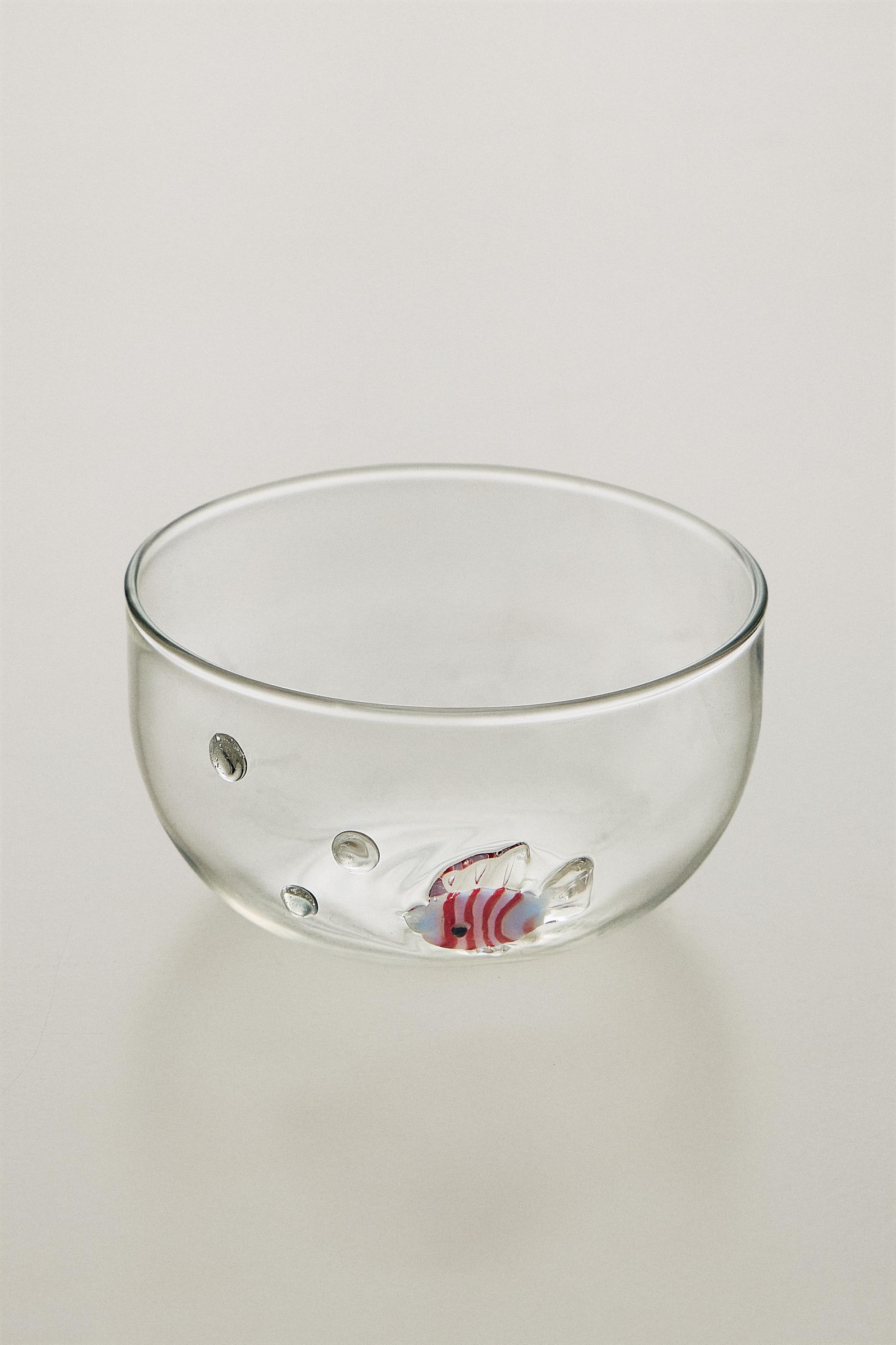 FISH AND BUBBLE BOROSILICATE GLASS BOWL